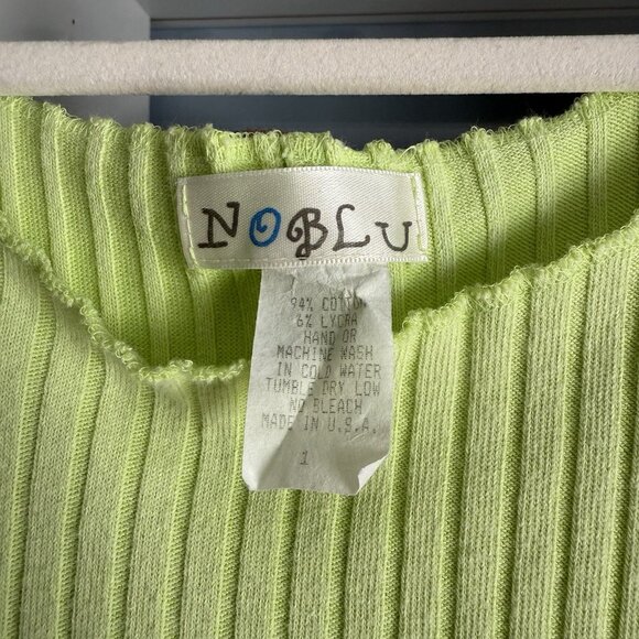 Noblu Ribbed Knit Lime Green Maxi Dress Lagenlook Minimalist Size S/M - Picture 4 of 5